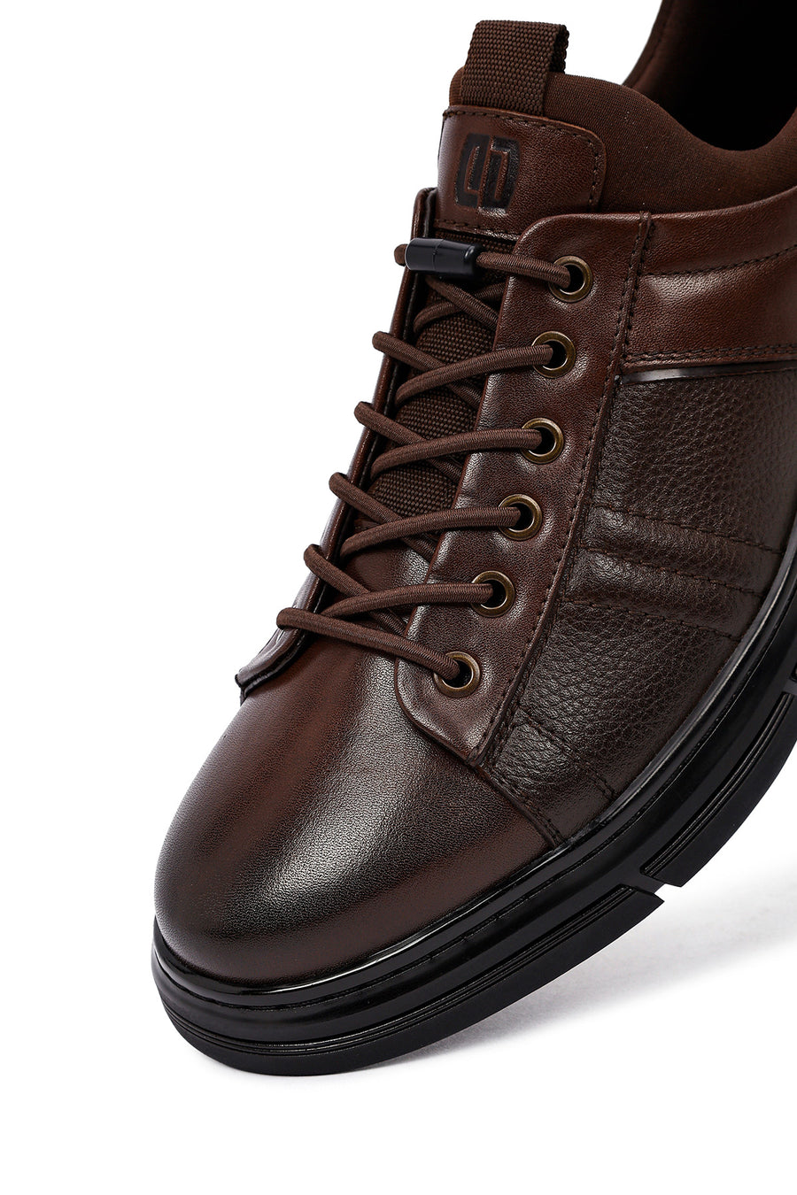 Erkek Kahverengi Bağcıklı Deri Casual Sneaker