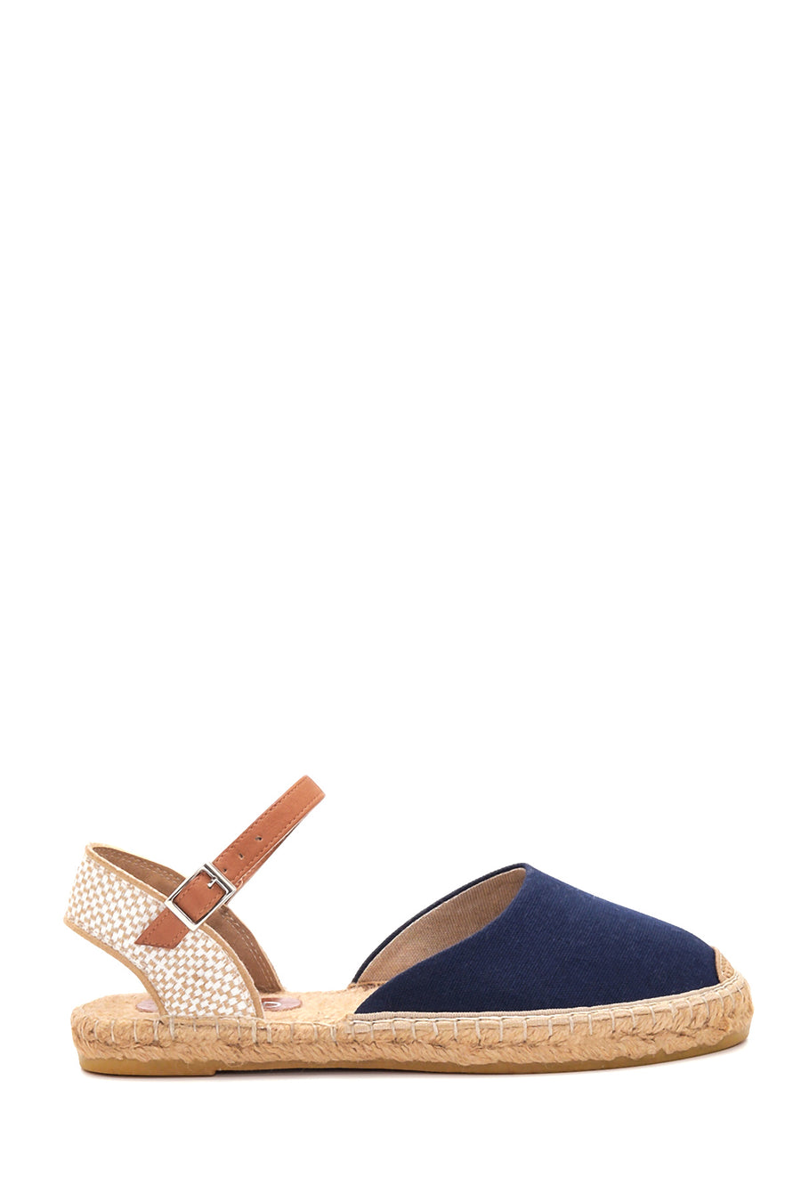 Kadın Lacivert Hasır Taban Espadril Sandalet 22SFD20526F | Derimod