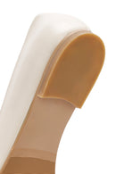 Women's Cream Stoned Leather Ballerina | Derimod