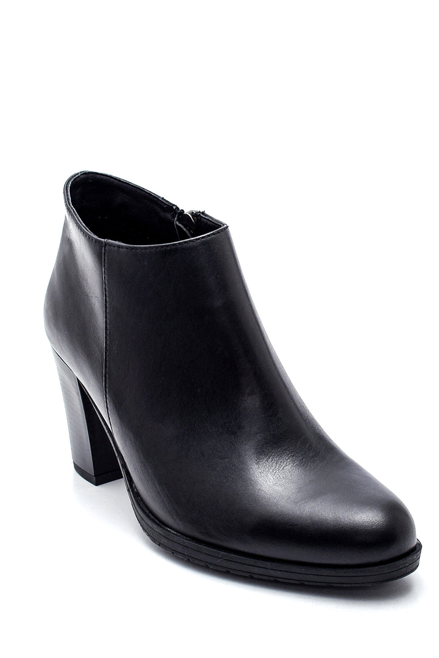 Women's Leather Zippered Heeled Boots
