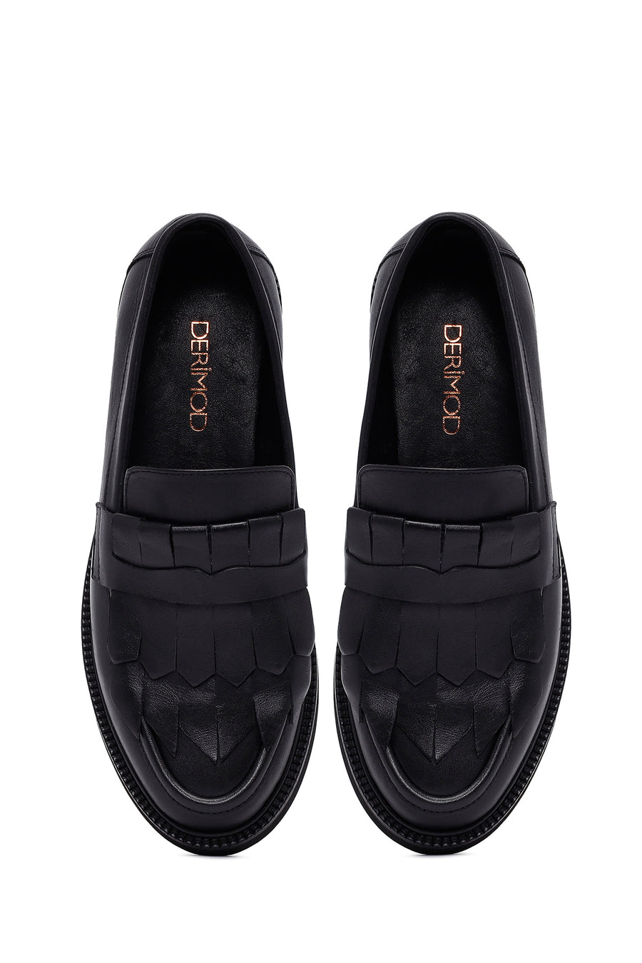 Woman Black Tassel Leather Masculine Loafer