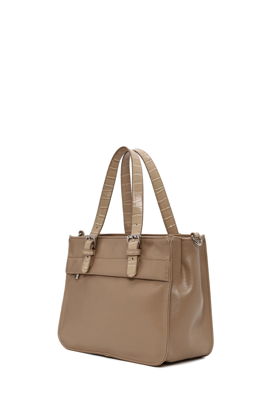 Woman Dark Beige Long-Strap Shoulder Bag
