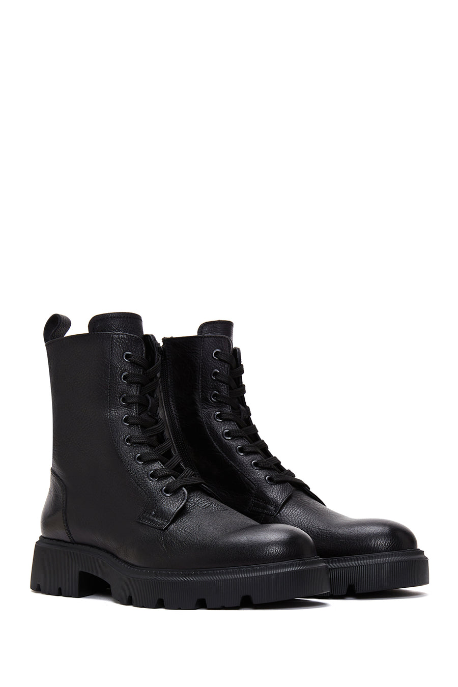 Men's Black Leather Boots Flat Boots