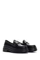 Women's Black Leather Buckle Loafer | Derimod