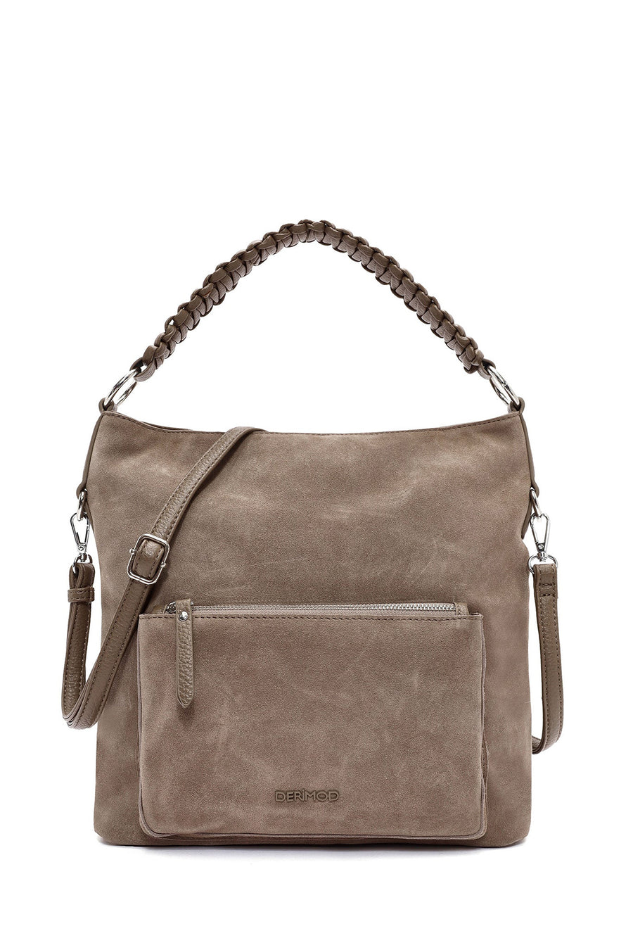 Woman Beige Short and Long-Strap Suede Shoulder Bag WB100020KS | Derimod