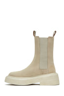 Women's Beige Suede Leather Chelsea Boots | Derimod