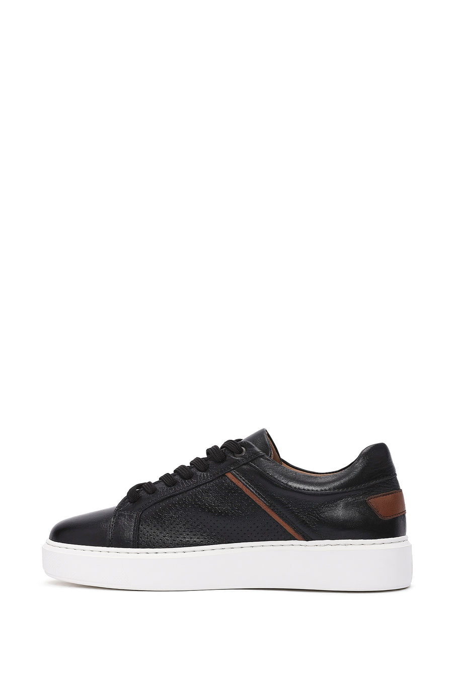 Men's Black Lace-up Leather Sneaker