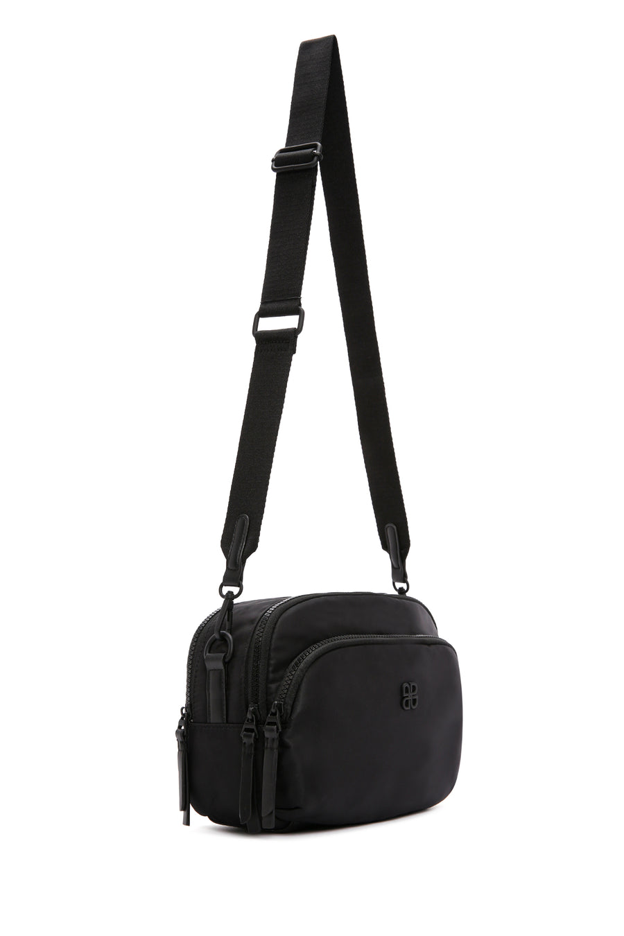 Women's Black Long Strap Fabric Mini Crossbody Bag