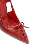 Women's Red Slingback High Thin Heel Leather Shoes | Derimod