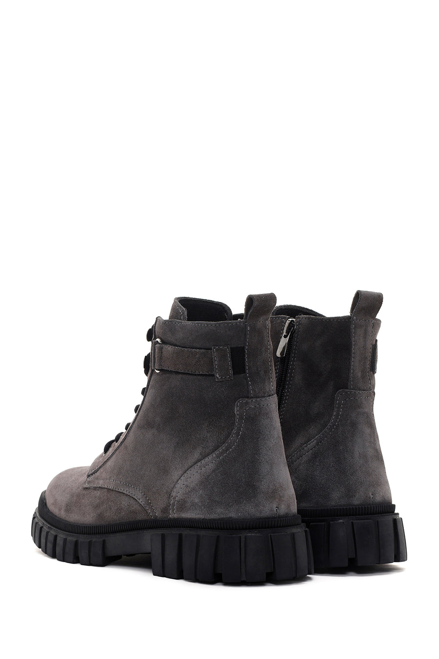 Men's Gray Zippered Casual Suede Leather Boots