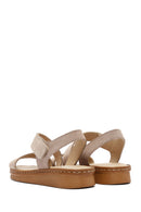 Women's Beige Suede Leather Comfort Sandals | Derimod
