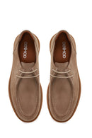 Male Beige Lace-Up Thick-Soled Suede Casual Shoes | Derimod