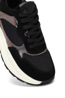 Women's Black Lace-Up Thick-Soled Leather Sneaker | Derimod