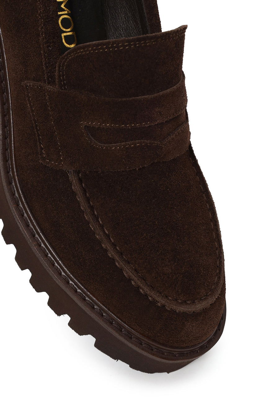 Kadın Kahverengi Kalın Topuklu Süet Deri Maskülen Loafer