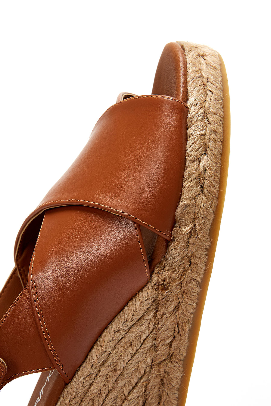 Women's Tan Leather Wedge Heel Espadrille