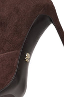 Woman Brown Short Thin-Heeled Suede Short Boots | Derimod