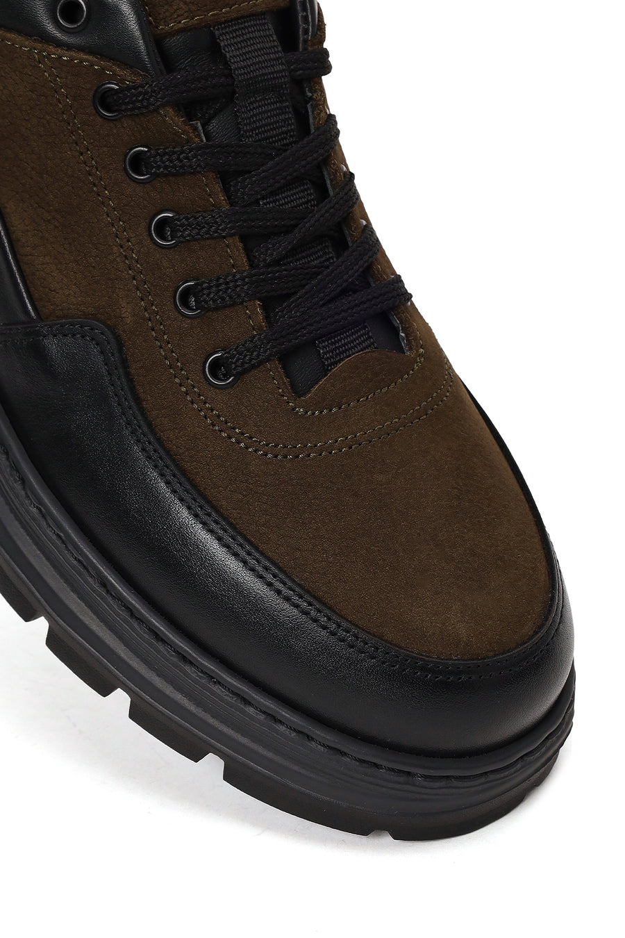 Male Khaki Lace-up Thick-soled Leather Casual Shoes