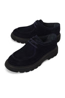 Male Navy Blue Lace-Up Thick-Soled Suede Casual Shoes | Derimod