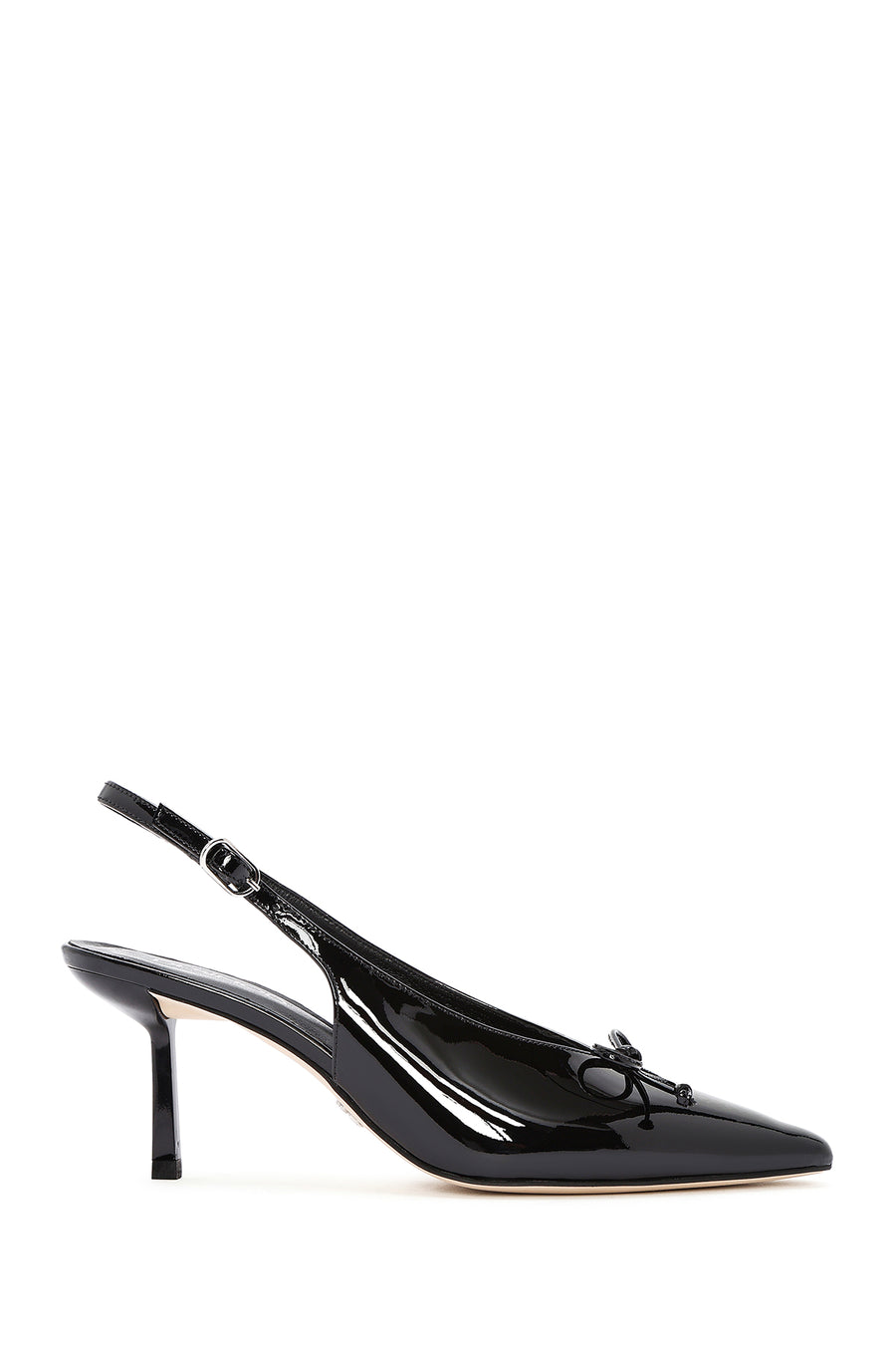 Women's Black Open Back Thin Heel Patent Leather Shoes 24WFD122616 | Derimod