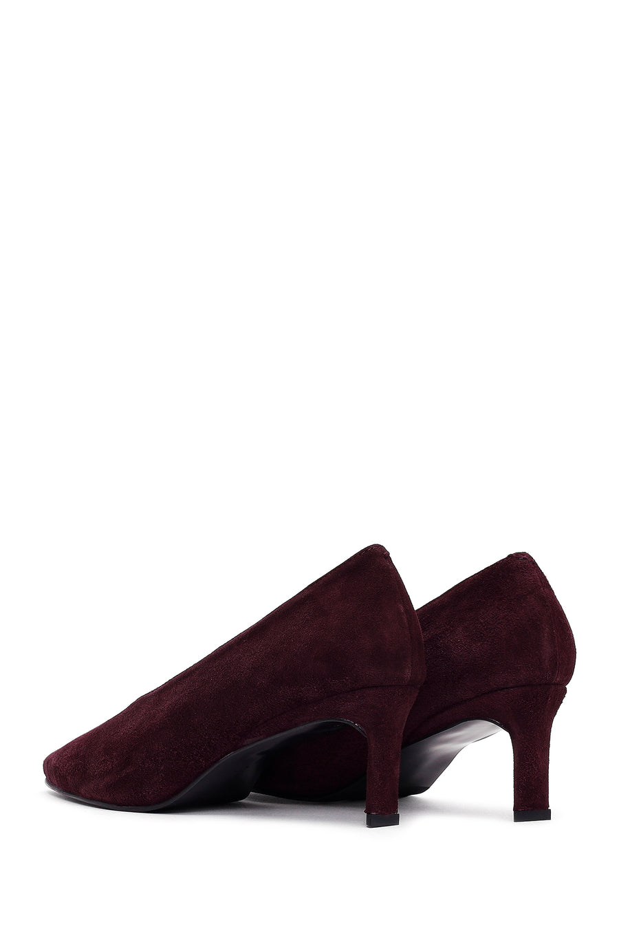 Women Burgundy Short Thin Heeled Suede Leather Stiletto