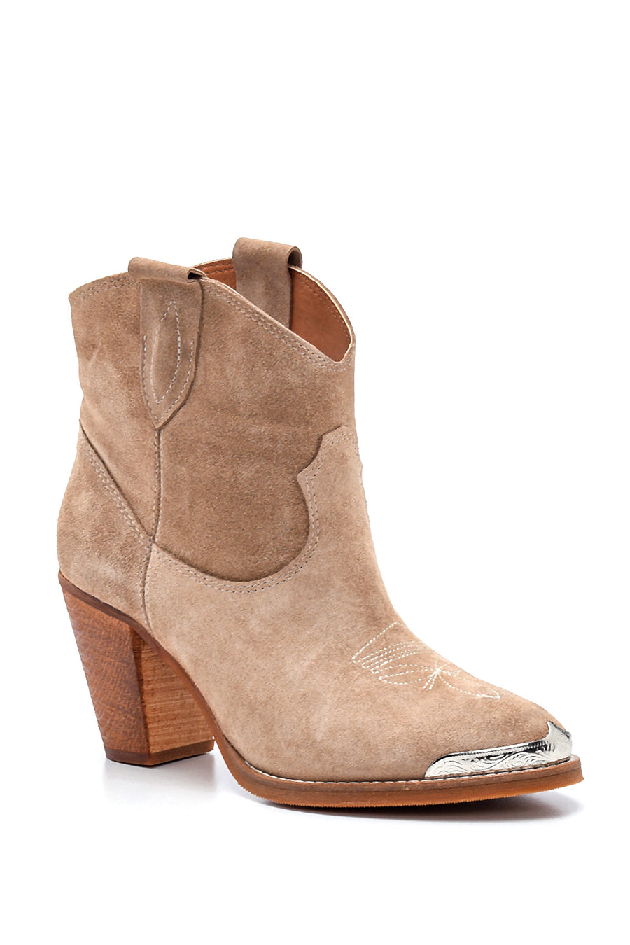Women's Suede Leather Heeled Cowboy Boots
