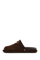 Woman Brown Suede Mule Slipper | Derimod