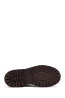 Woman Brown Zip Closure Lace-Up Leather Combat Boots | Derimod