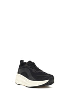Derimod Zero Woman Black Lace-Up Thick-Soled Fabric Sneakers | Derimod