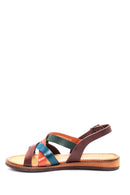 Women's Multicolor Leather Flat Bodrum Sandals | Derimod