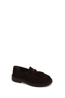 Woman Brown Thick-Soled Tassel Suede Loafer | Derimod