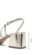 Women's Gold Ankle Buckle Low Heel Metallic Sandals | Derimod
