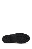 Woman Black Zip Closure Thick-Soled Leather Casual Boots | Derimod