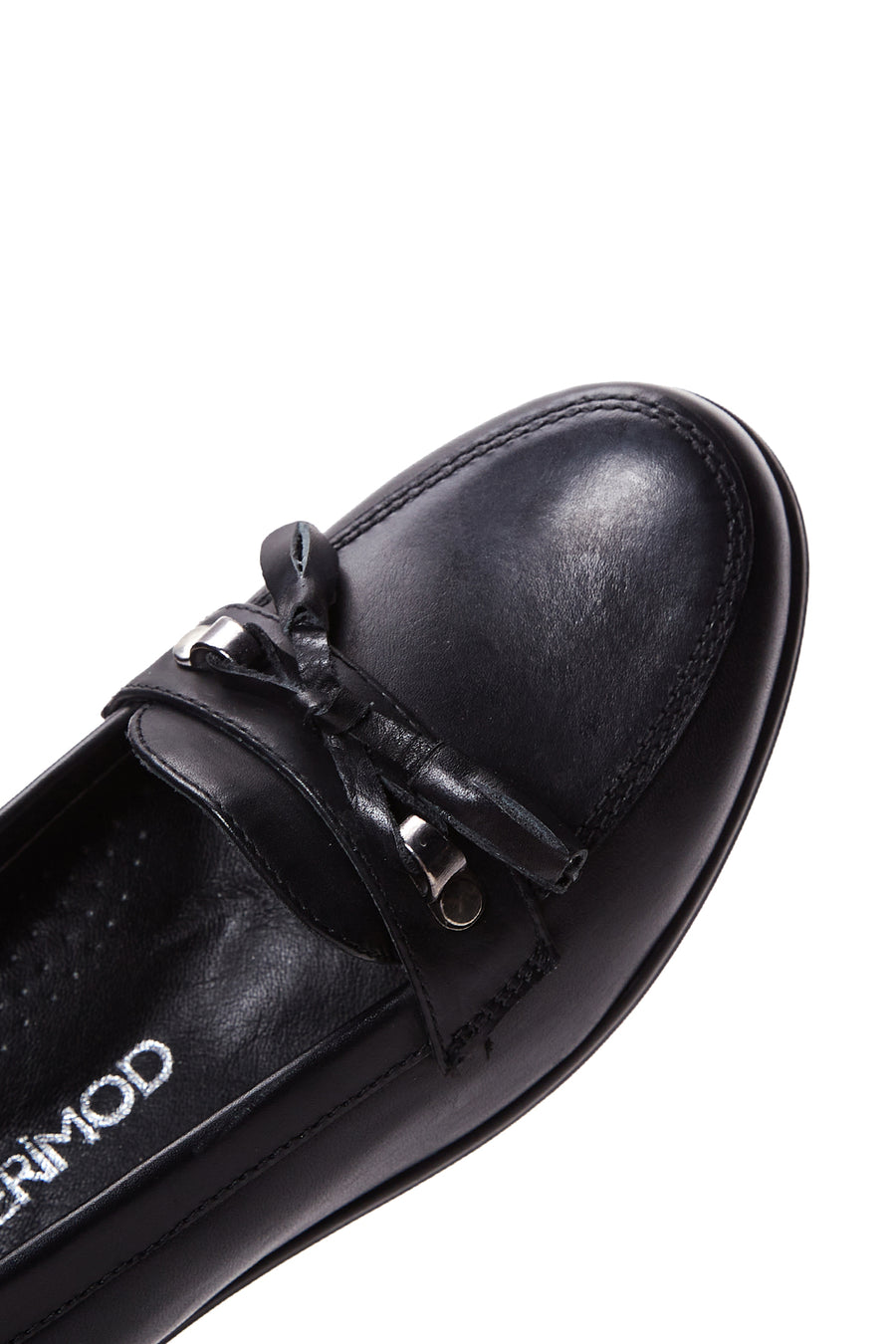 Women's Black Leather Wedge Heeled Loafer