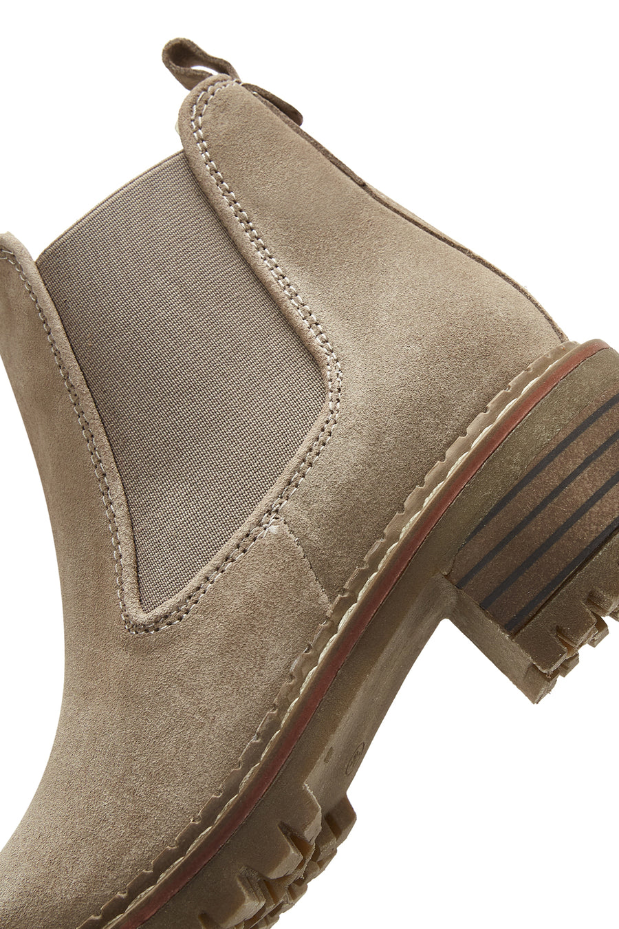Women's Beige Suede Leather Heeled Chelsea Boots