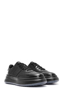 Erkek Siyah Bağcıklı Kalın Tabanlı Deri Sneaker | Derimod