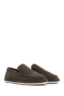 Men's Khaki Suede Leather Loafer | Derimod