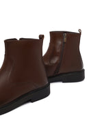 Men's Brown Zippered Leather Casual Boots | Derimod