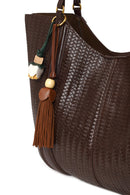 Woman Brown Accessory-Detail Printed Shoulder Bag | Derimod