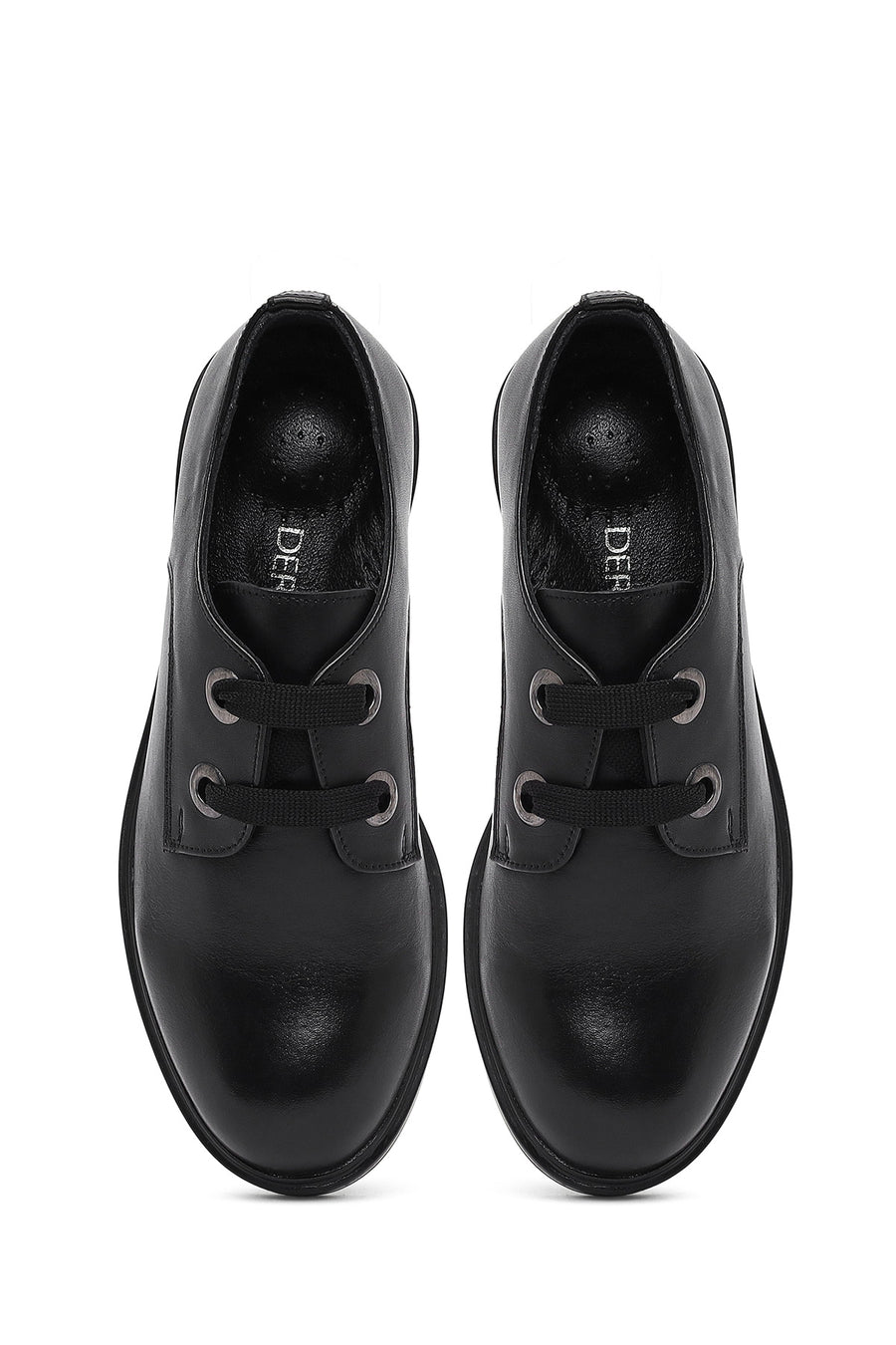Woman Black Laced Leather Oxford Shoes