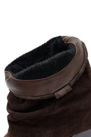 Woman Brown Low Chunky Heel Suede Leather Cowboy Boots | Derimod
