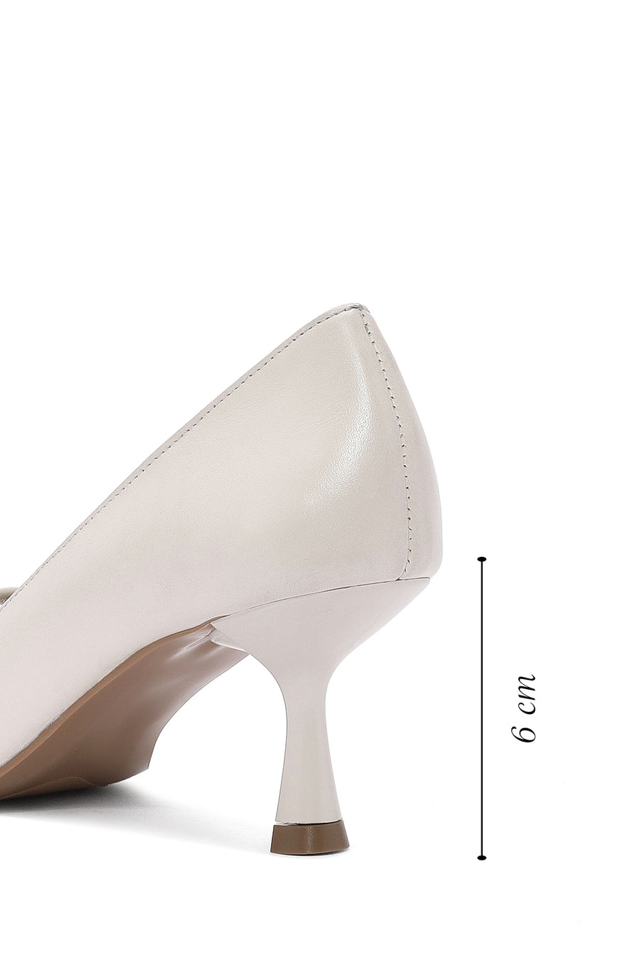 Women's Cream Thin Low Heel Leather Stiletto