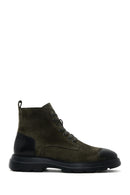 Men's Khaki Suede Leather Casual Boots | Derimod