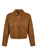 Tiffany Woman Whisky Short Suede Leather Jacket | Derimod