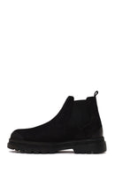 Male Black Thick-Soled Nubuck Leather Chelsea Boots | Derimod