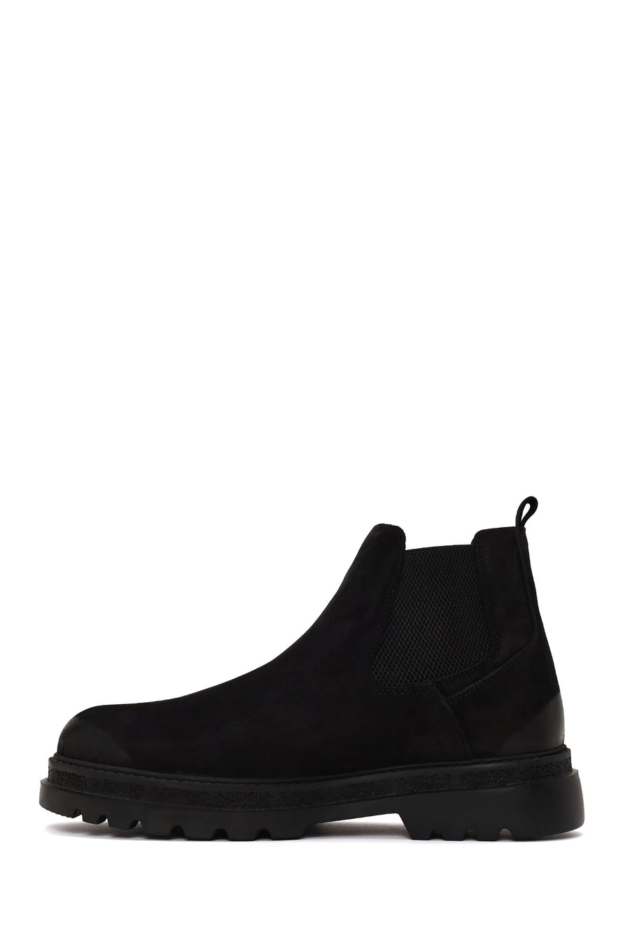 Male Black Thick-Soled Nubuck Leather Chelsea Boots