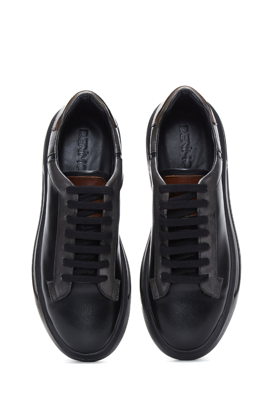 Erkek Siyah Deri Kalın Tabanlı Sneaker