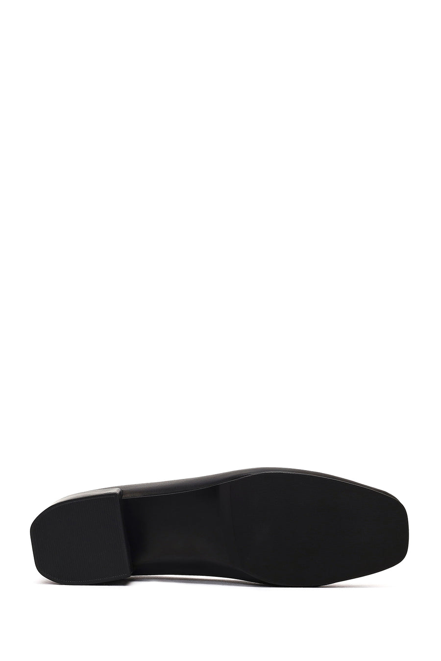 Women's Black Thick Short Heel Leather Shoe