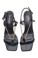 Women's Black Chain Heeled Sandals | Derimod