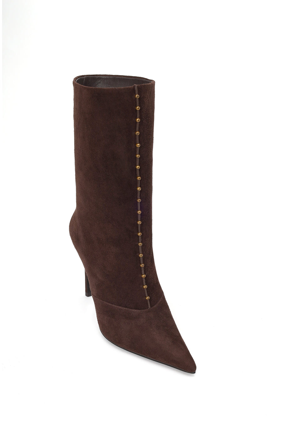 Woman Brown Short Thin-Heeled Suede Short Boots