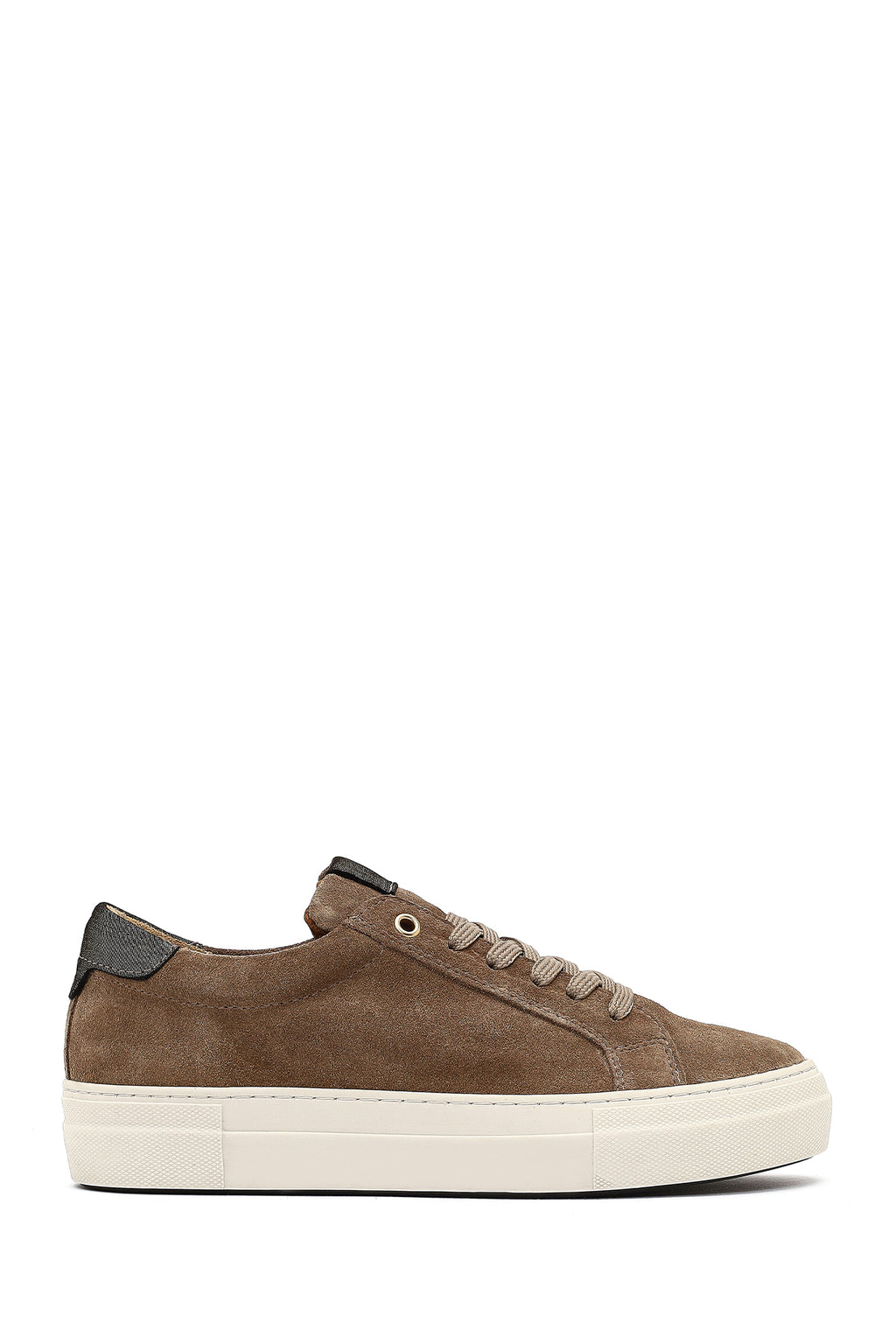 Kadın Bej Bağcıklı Süet Deri Sneaker
